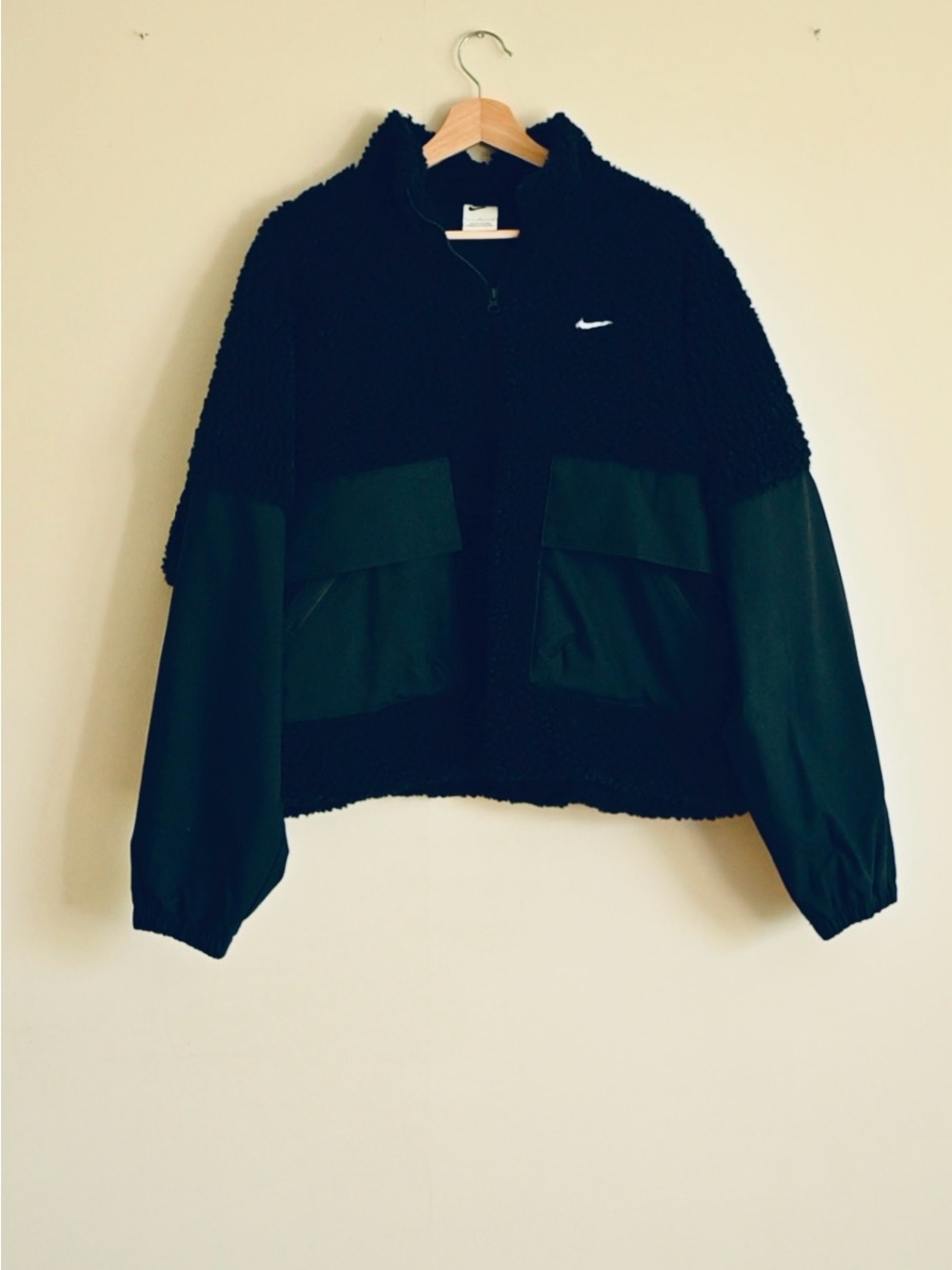 Nike Oversized Sherpa Fleece Jacket Black Large
